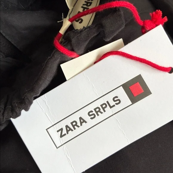 NWT. Zara SRPLS CRG PCKT PNT Black Wool Blend Mid-Rise Pants. Size XS. - Picture 12 of 14